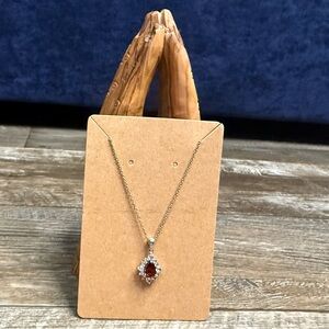 Kay Jewelers Garnet & White Lab-Created Sapphire Necklace Sterling Silver 18"
